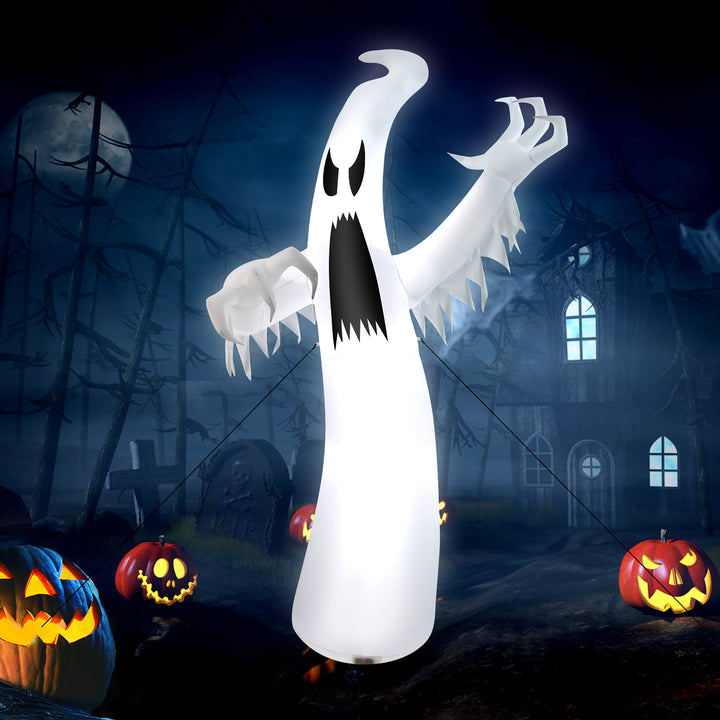 Costway - 12ft Halloween Inflatable Ghost Quick Blow up w/LED Lights Outdoor Yard Scary Decoration - White_0