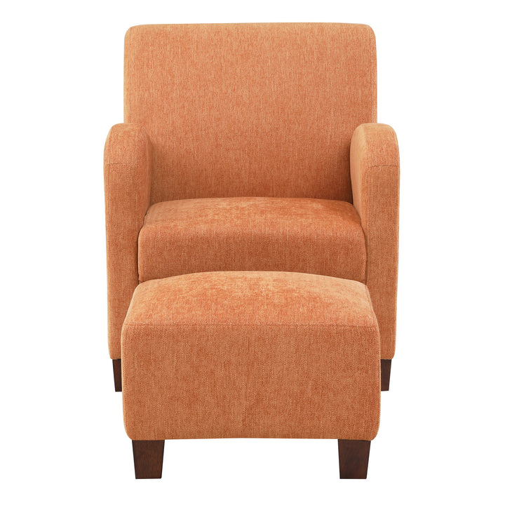 OSP Home Furnishings - Aiden Chair & Ottoman Herringbone - Orange_0