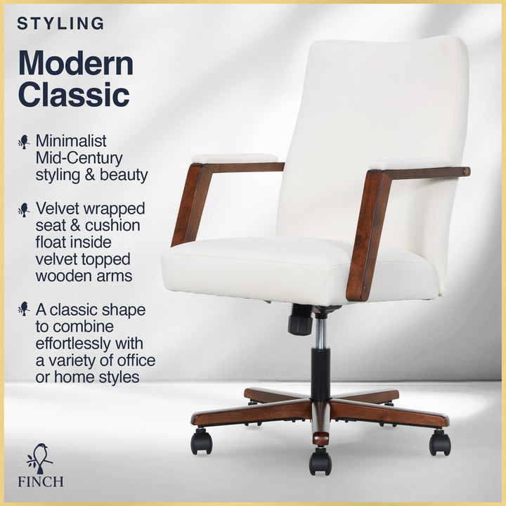 Finch Neo One Fabric Mid-Back Home Office Chair with Padded Arms - Cream_6