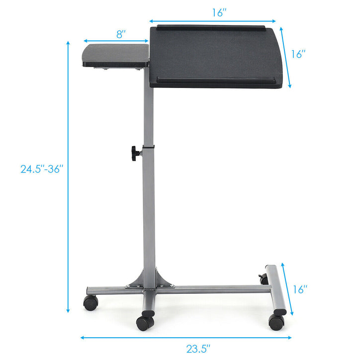 Costway - Mobile Standing Desk Height Adjustable Sit to Stand Laptop Desk - Silver/Black_2