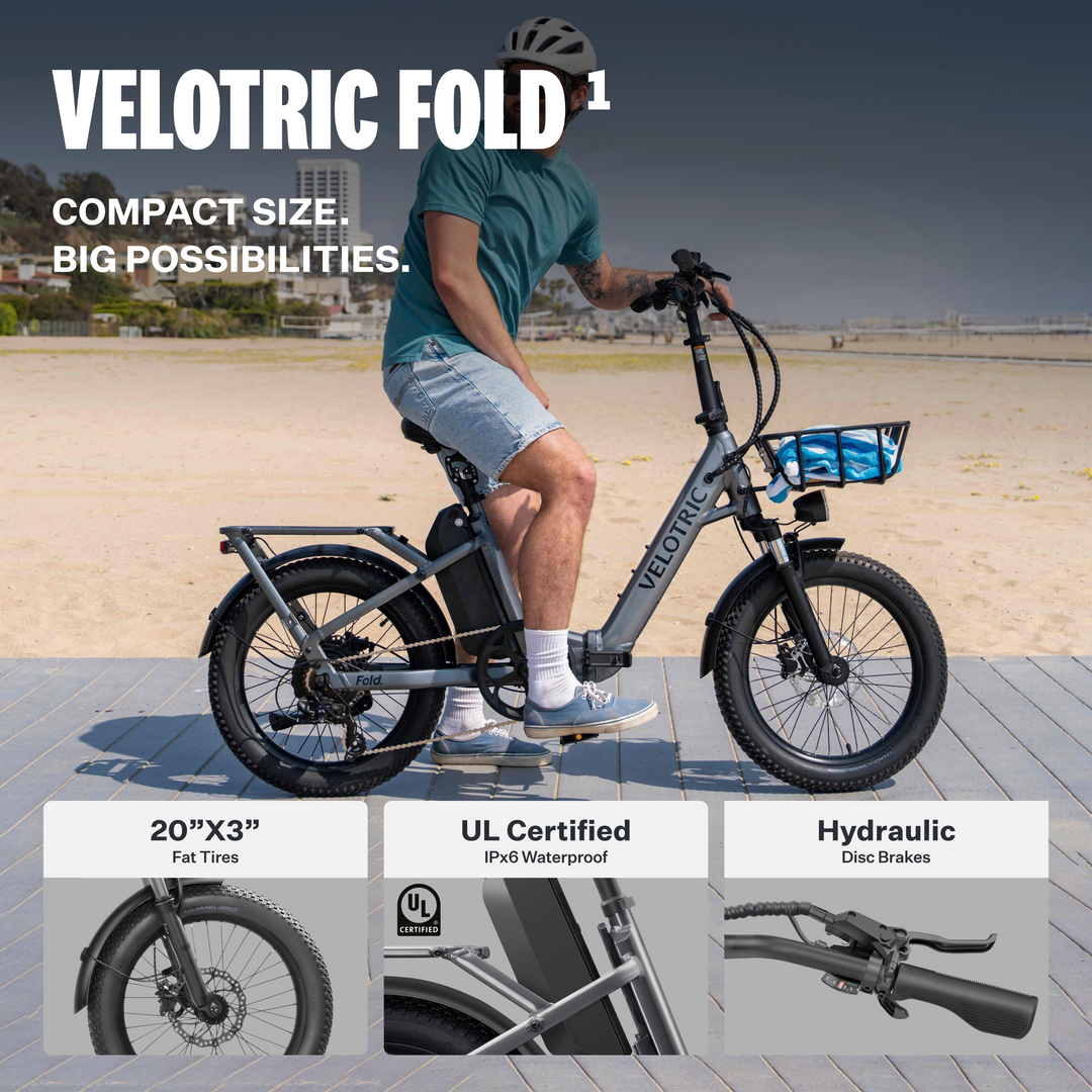 Velotric - Fold 1 Step-Through Fat Tire Foldable Commuter Ebike with 55 miles Max Range and 28 MPH Max Speed UL Certified - Stone Grey_3