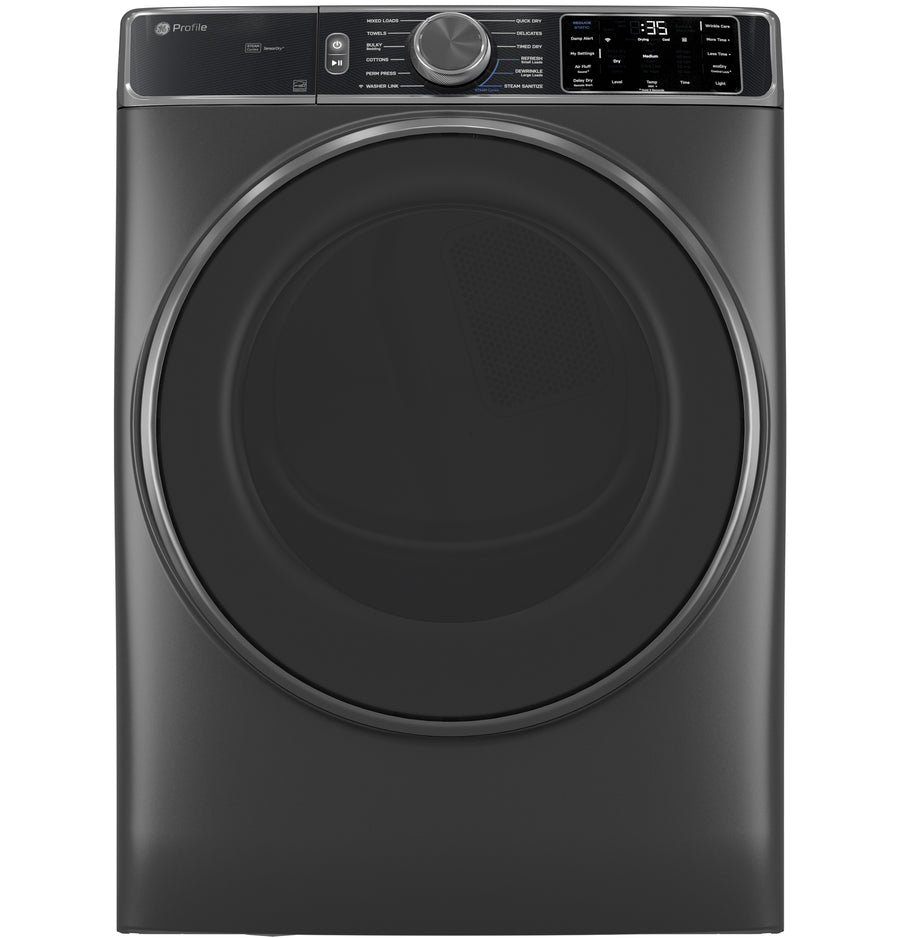 GE Profile - 7.8 Cu. Ft. Stackable Smart Electric Dryer with Steam and Sanitize Cycle - Carbon Graphite_0