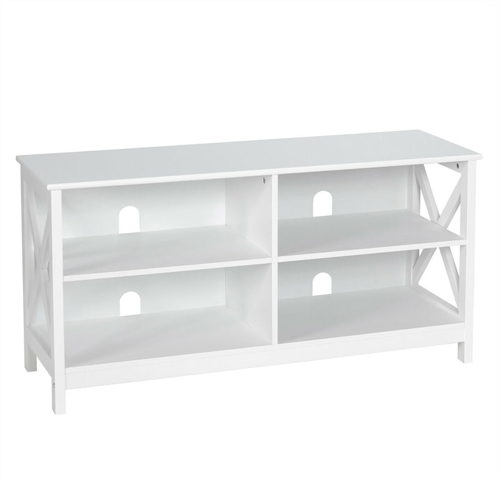 Costway - TV Stand Entertainment Media Center for TV's up to 55'' w/ Storage Shelves White - White_5