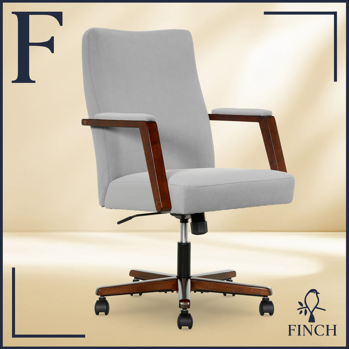 Finch Neo One Fabric Mid-Back Home Office Chair with Padded Arms - Gray_3