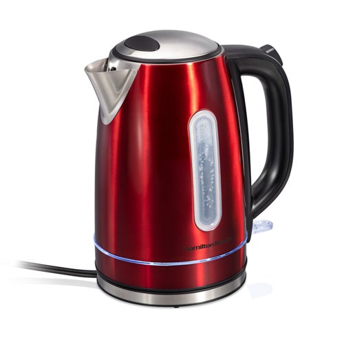 1.7L Stainless Steel Electric Kettle w/ LED Ring, Red_0