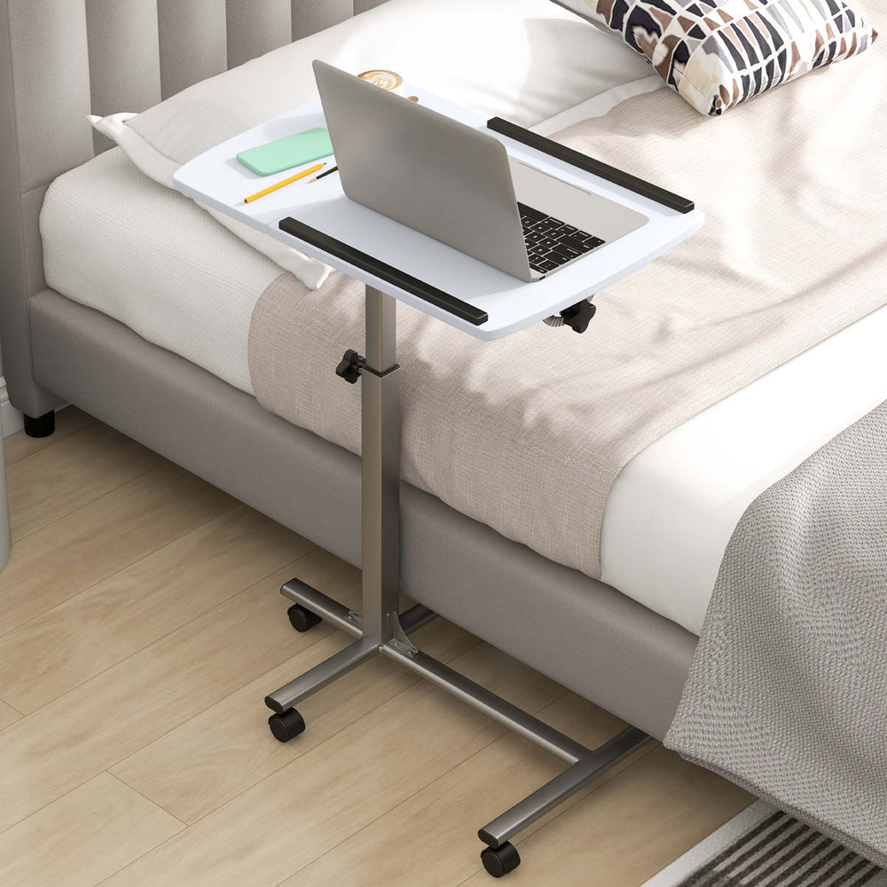 Costway - Mobile Standing Desk Height Adjustable Sit to Stand Laptop Desk - White_1