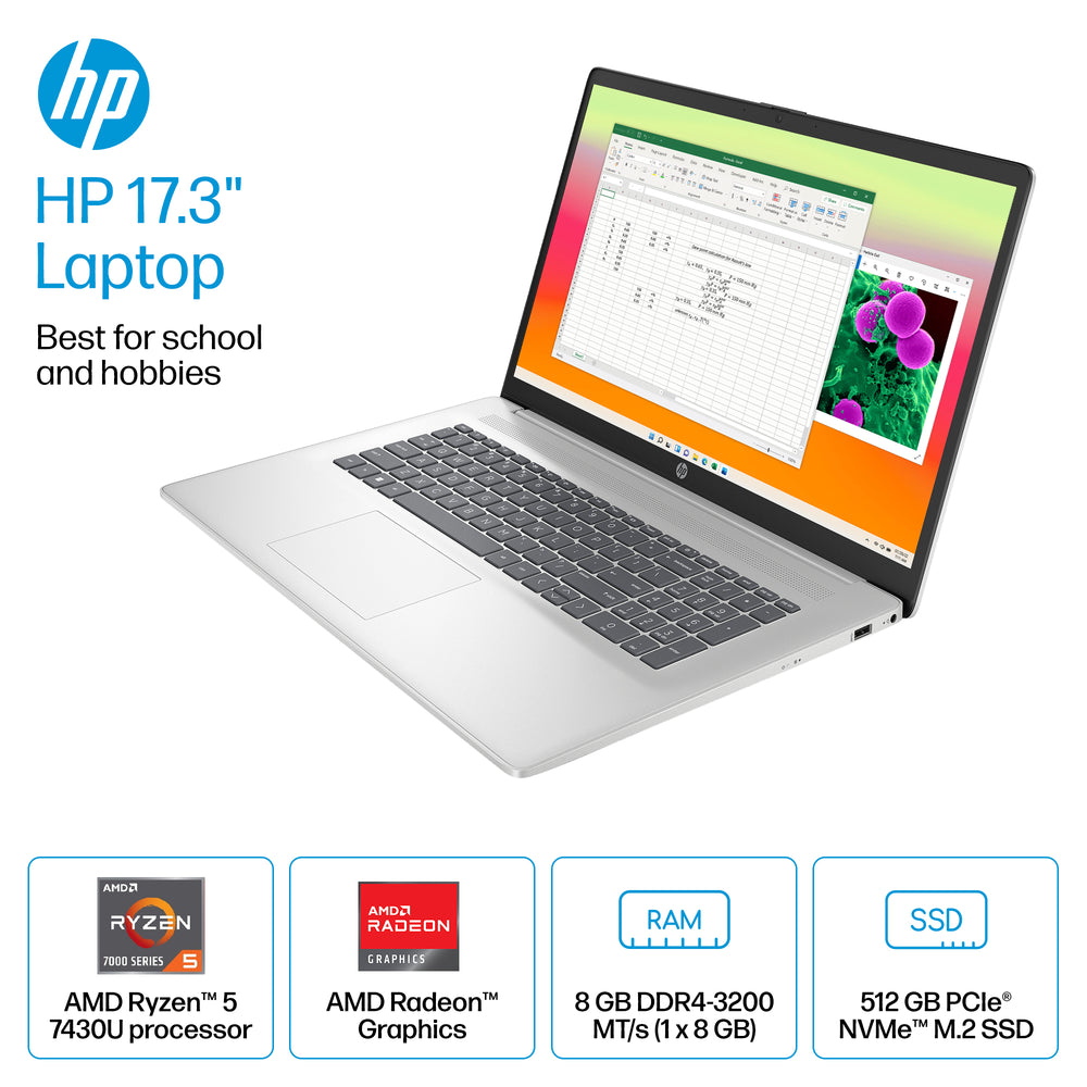 HP - 17.3" Full HD Laptop - AMD Ryzen 5 - 8GB Memory - 512GB SSD - Natural Silver_1