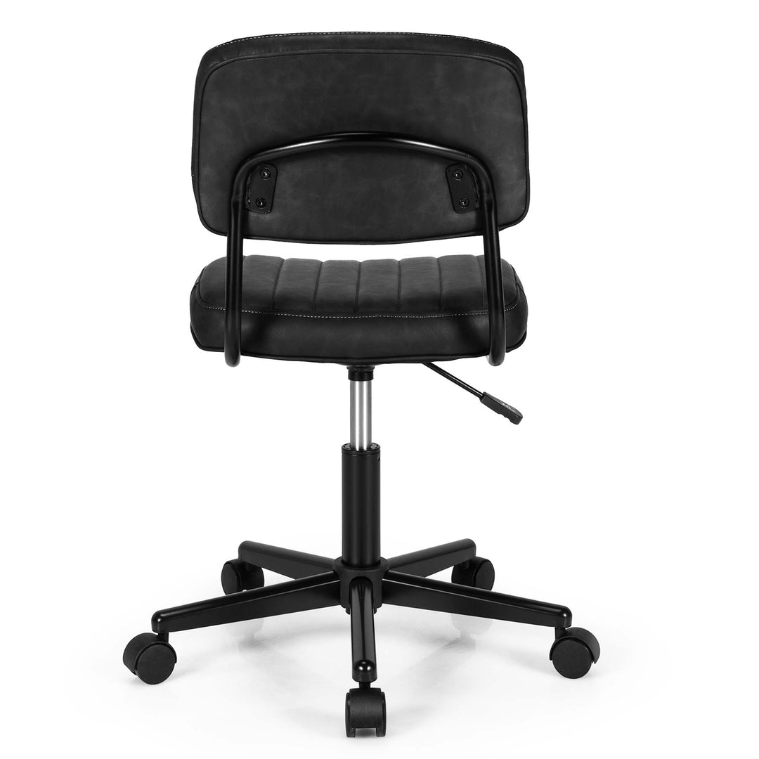 Costway - PU Leather Office Chair Adjustable Swivel Task Chair with Backrest (2pc) - Black_10