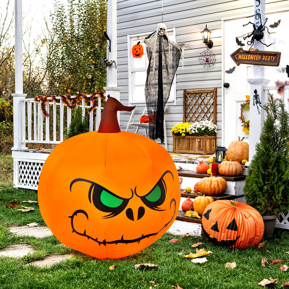 Costway - 4 FT Halloween Inflatable Pumpkin Large Blow up with Build-in LED Light - Orange_1