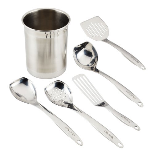 6pc Stainless Steel Kitchen Tools Set w/ Crock_0