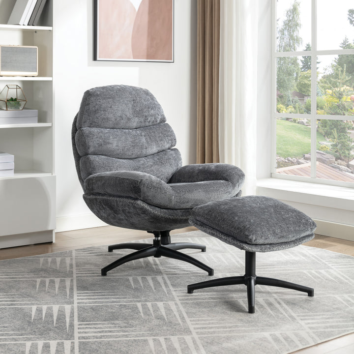 OSP Home Furnishings - Kerry Swivel Lounge Chair & Footrest - Gray_5