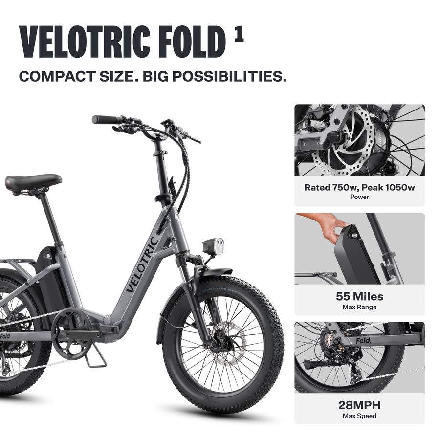 Velotric - Fold 1 Step-Through Fat Tire Foldable Commuter Ebike with 55 miles Max Range and 28 MPH Max Speed UL Certified - Stone Grey_2
