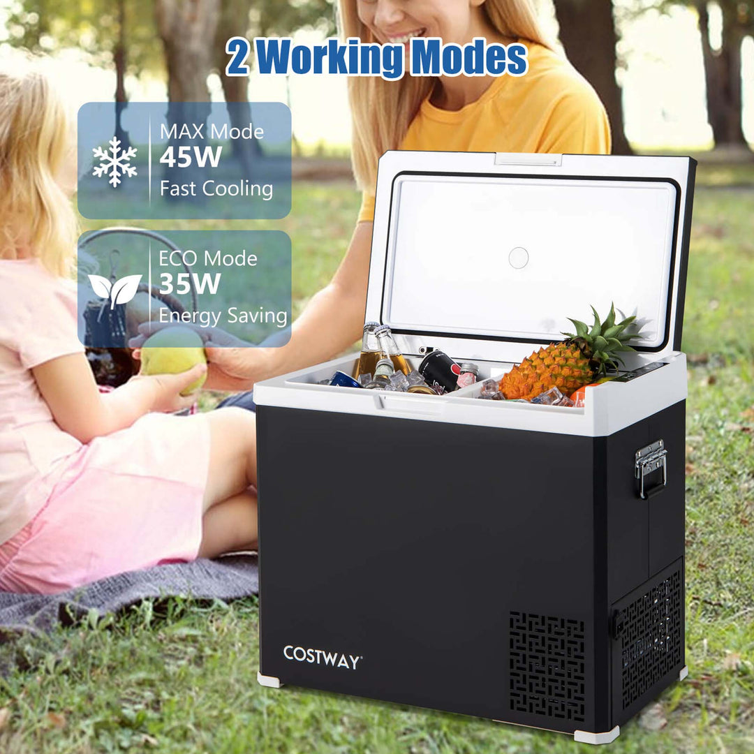 Costway - 12 Volt Car Refrigerator 53QT Portable Car Fridge with -4℉~68℉ for RVs Adjustable Range - Black_3