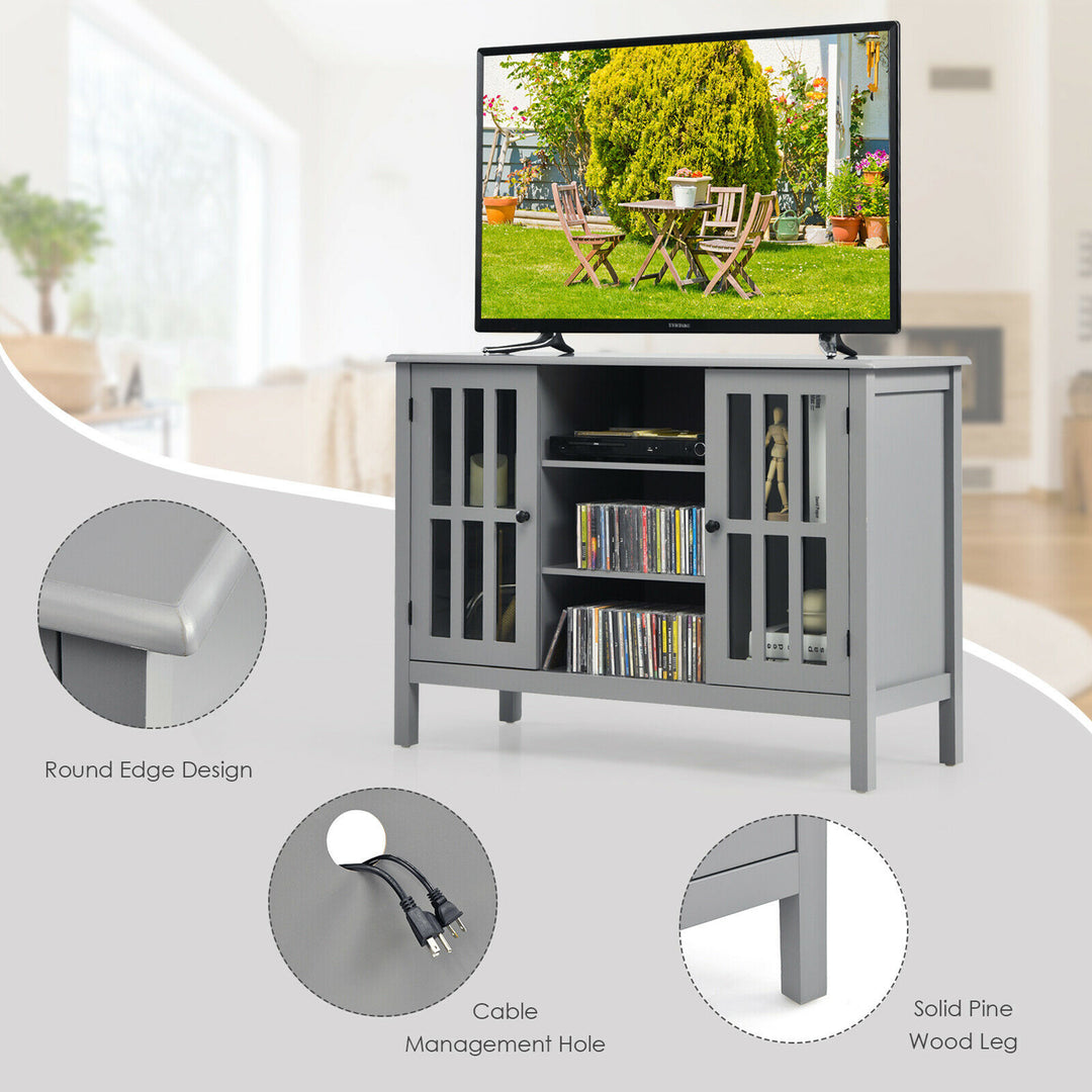 Costway - Wood TV Stand Entertainment Media Center Console for TV's up to 50'' Grey - Gray_8