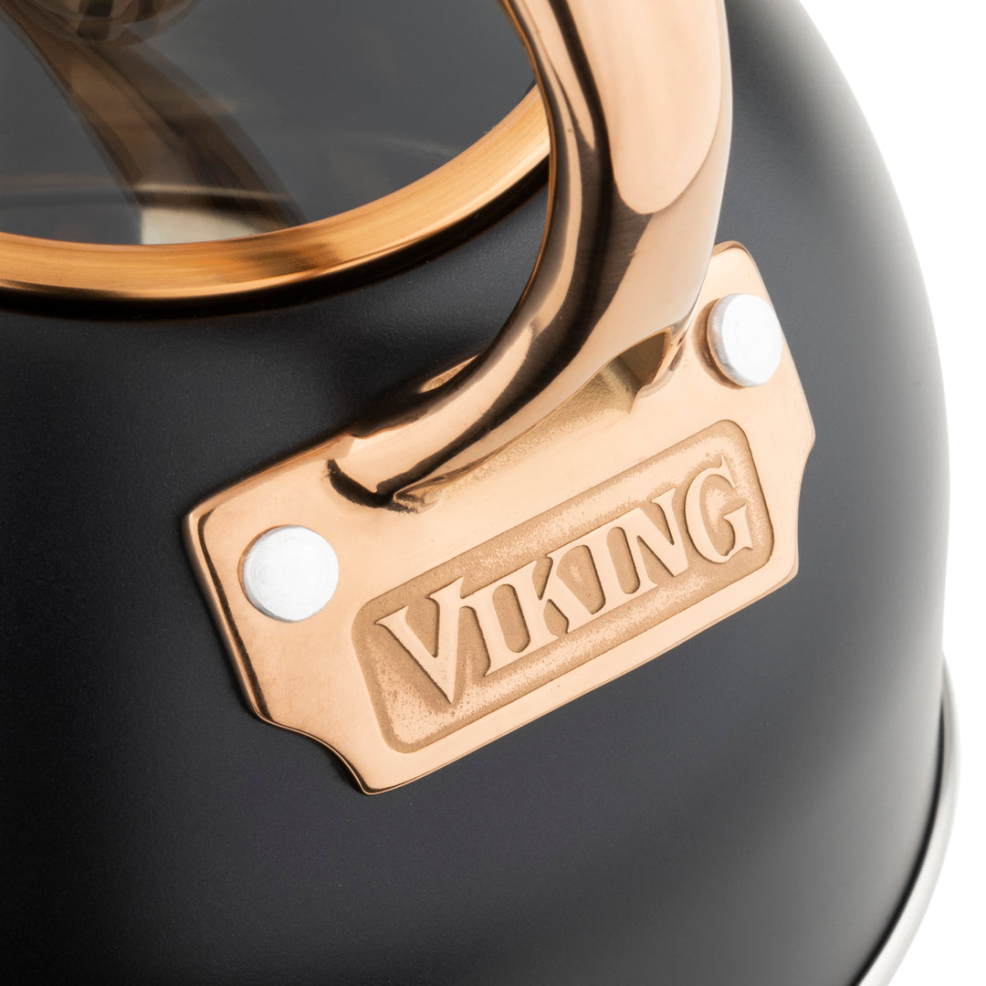 Viking 2.6 Quart Whistling Tea Kettle with 3-Ply Base, Black & Copper - Black and Copper_2