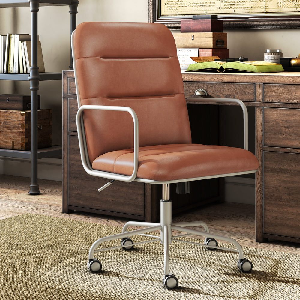 Finch - Franklin Upholstered Office Chair - Bonded Leather - Brown_1