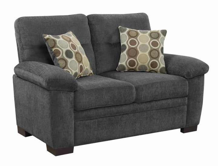 Fairbairn Upholstered Tufted Living Room Set Charcoal Bundle