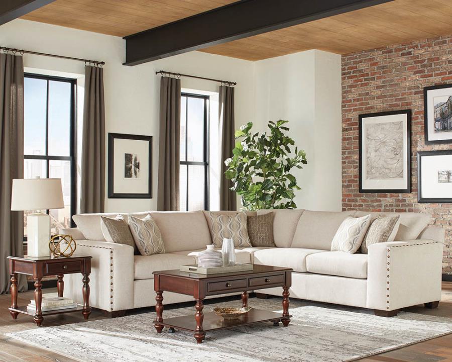 Aria L-shaped Sectional with Nailhead Oatmeal_0