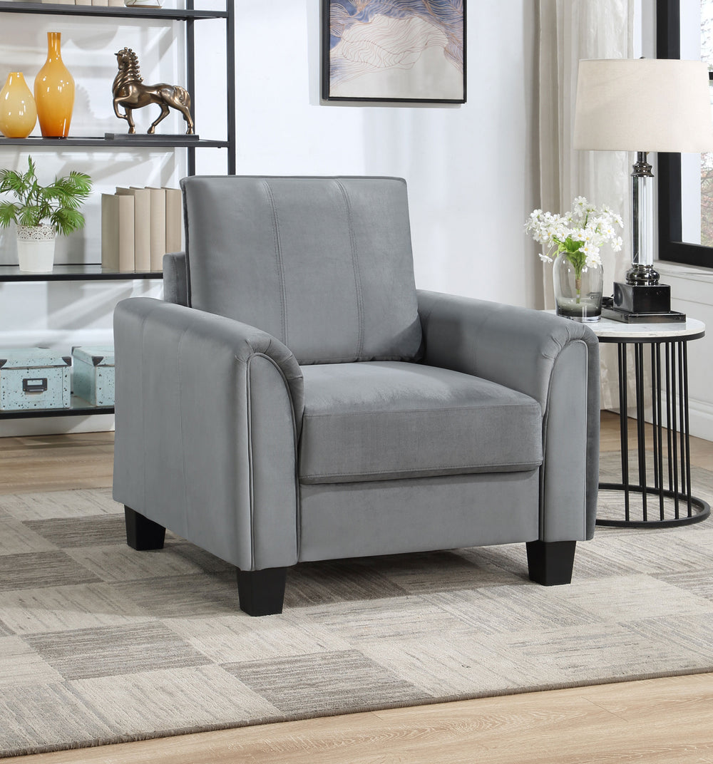 Davis  Upholstered Rolled Arm Accent Chair Grey_1