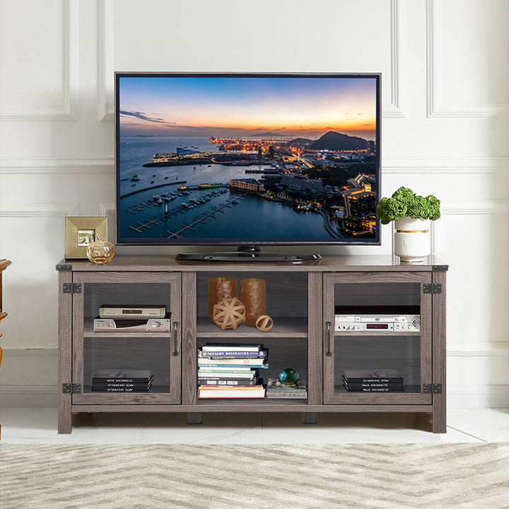 Costway - TV Stand Entertainment Center for TV's up to 65'' w/ Storage Cabinets Deep Taupe - Deep Taupe_3