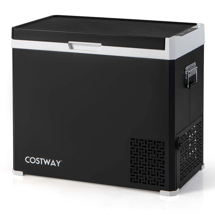 Costway - 12 Volt Car Refrigerator 53QT Portable Car Fridge with -4℉~68℉ for RVs Adjustable Range - Black_0