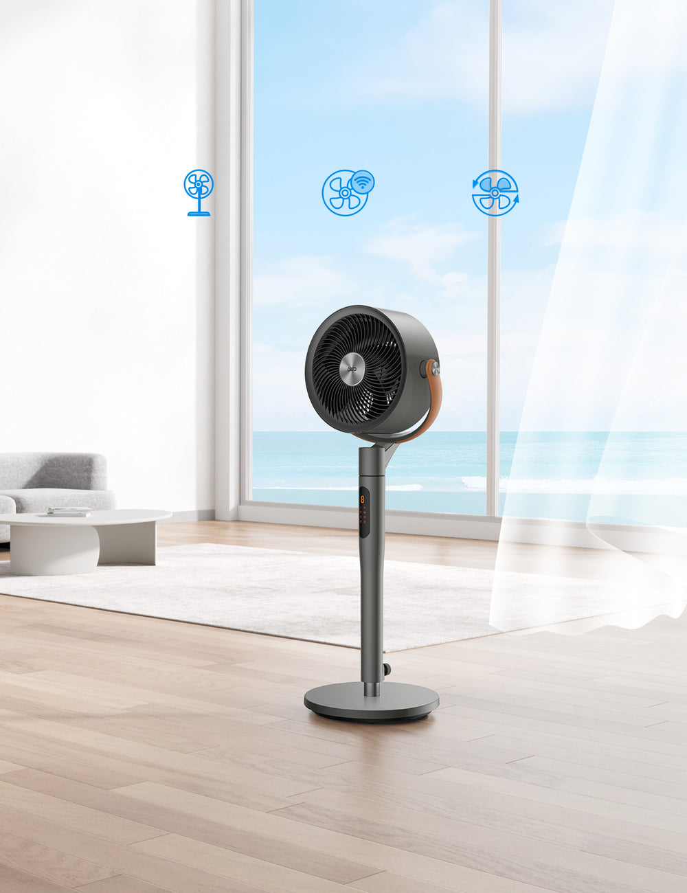 Dreo - Pedestal Fan with Remote, 120° + 105°Smart Oscillating Floor Fans with Wi-Fi/Voice Control, Works with Alexa/Google - Gray_1