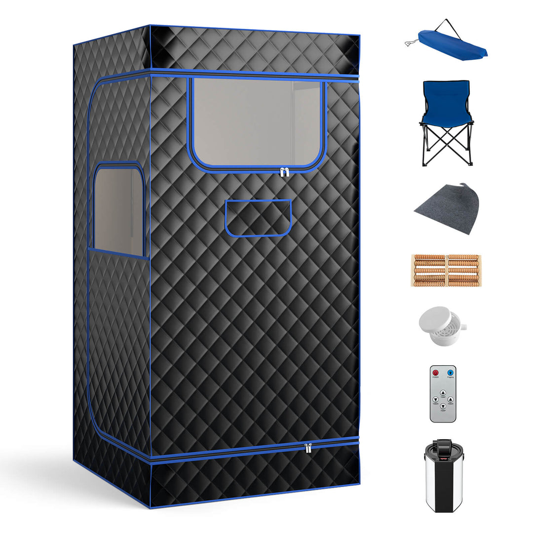 Costway - Portable Steam Sauna for Home Full Body Sauna Box with 3L Steam Generator - Black_9