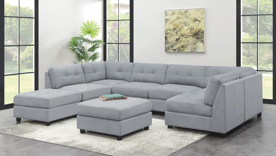 7-piece Upholstered Modular Tufted Sectional Dove