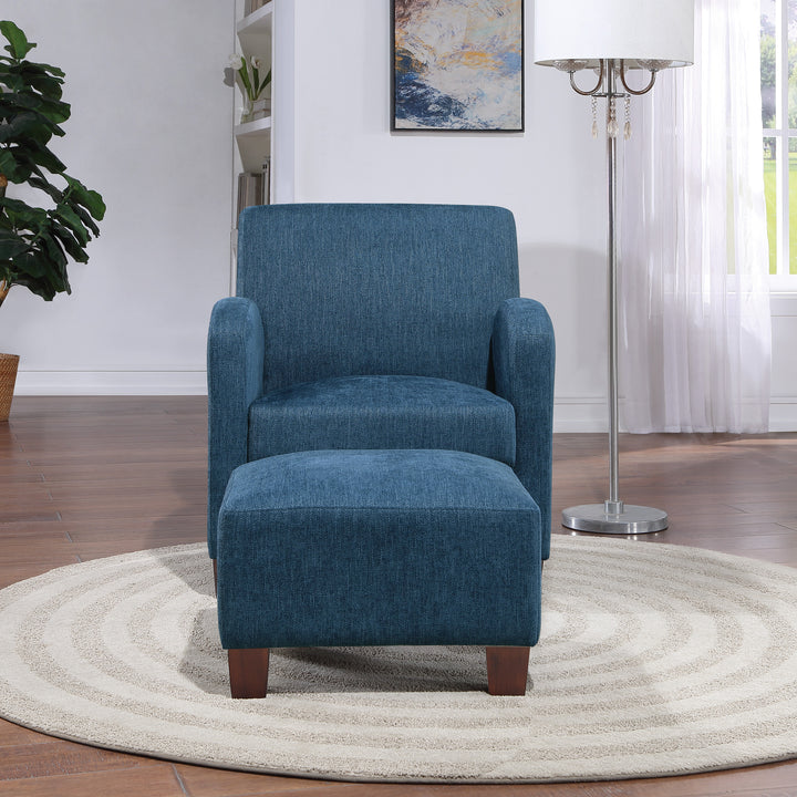 OSP Home Furnishings - Aiden Chair & Ottoman Herringbone - Navy_5