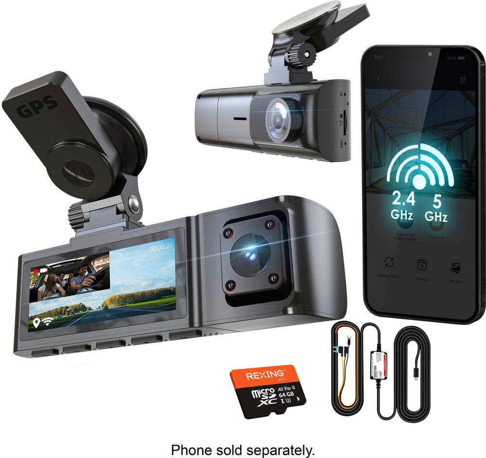 Rexing - R316 4K GPS WiFi Front & Cabin Cam - Black_1