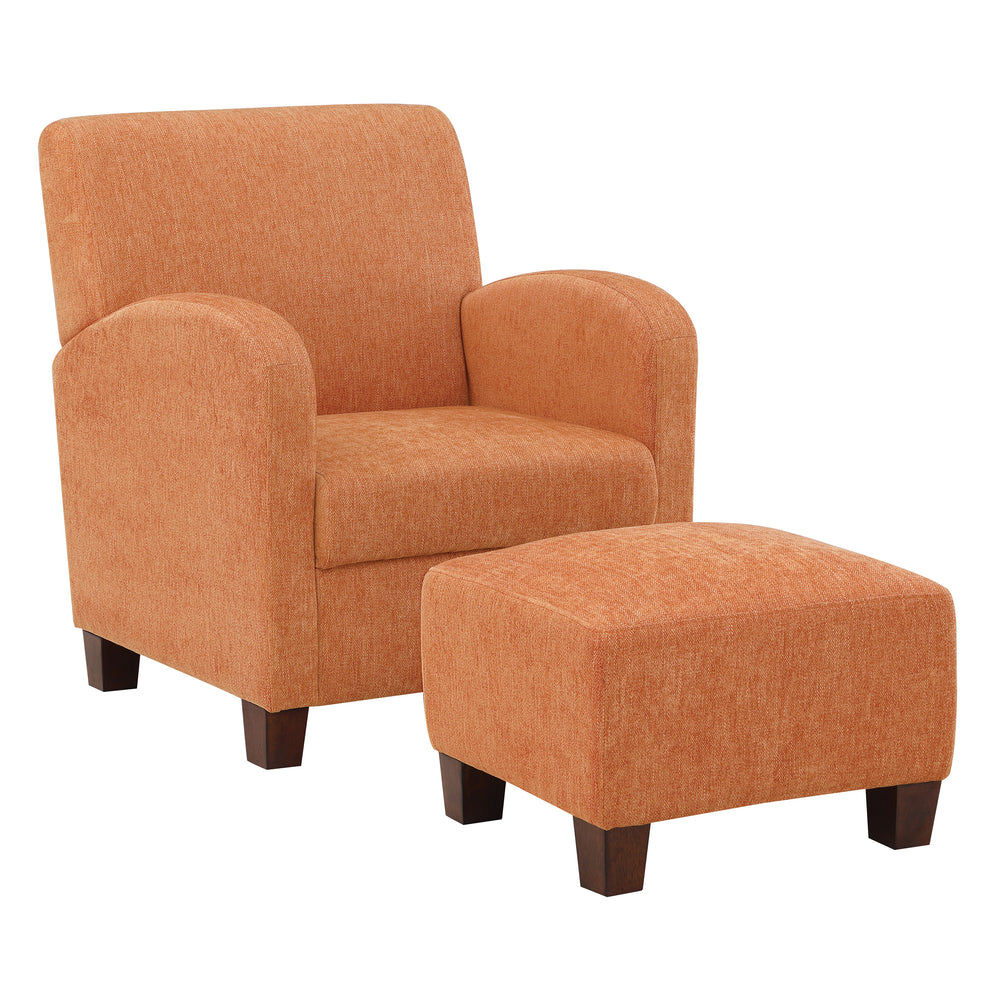 OSP Home Furnishings - Aiden Chair & Ottoman Herringbone - Orange_1