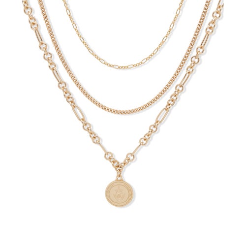 Multi-Row Pendant Necklace, Gold_0