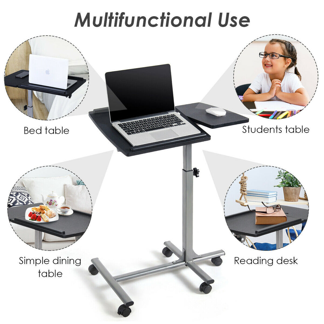 Costway - Mobile Standing Desk Height Adjustable Sit to Stand Laptop Desk - Silver/Black_7