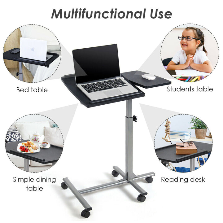 Costway - Mobile Standing Desk Height Adjustable Sit to Stand Laptop Desk - Silver/Black_7