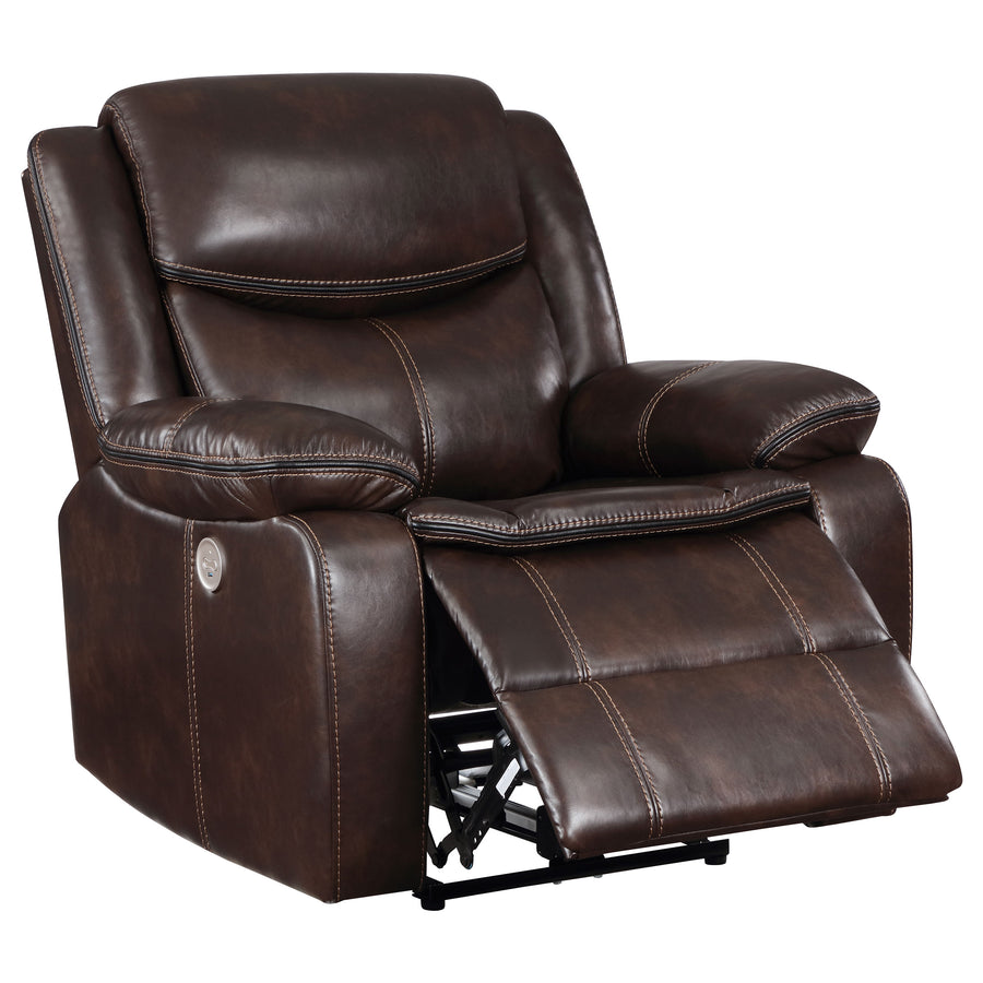 Sycamore Upholstered Power Recliner Chair Dark Brown_0