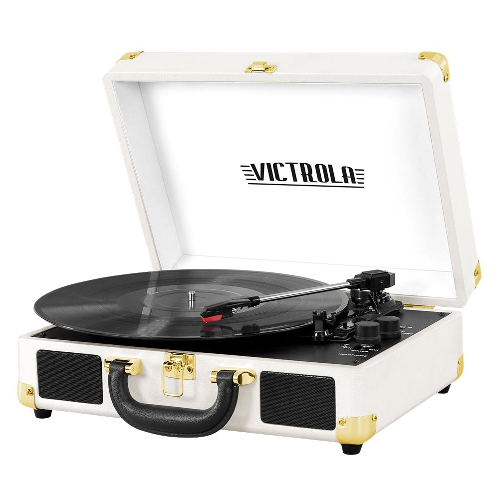 Victrola Journey Bluetooth Suitcase Record Player with 3-speed Turntable - White_0