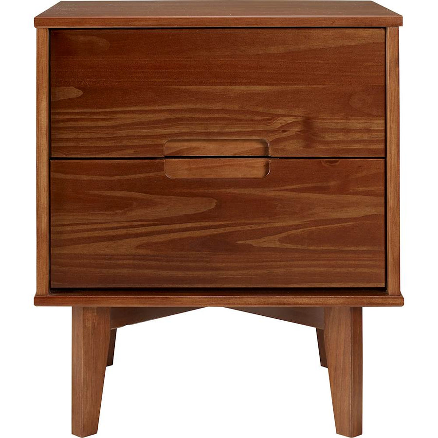 Walker Edison - Mid Century Modern Square Wood 2-Drawer End Table - Walnut_0