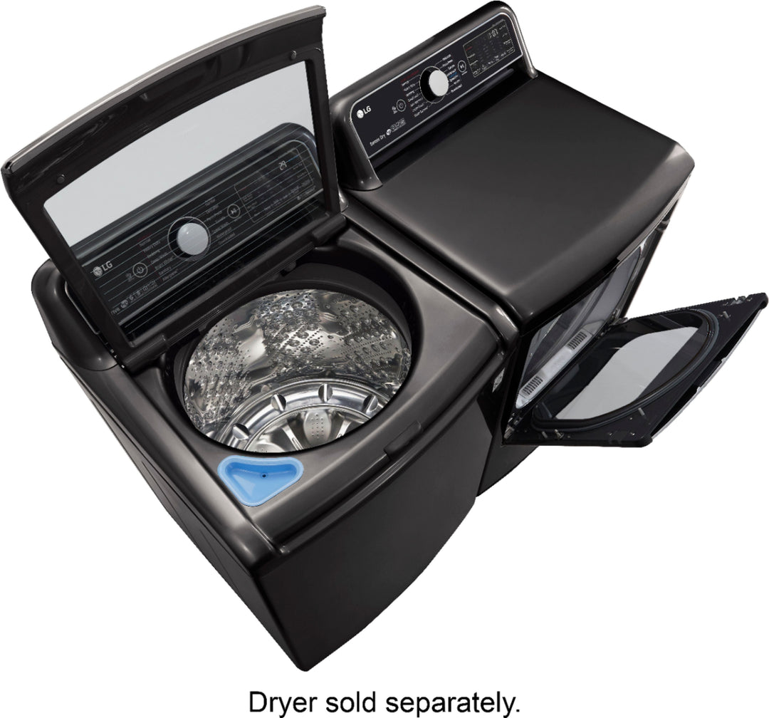 LG - 5.5 Cu. Ft. High-Efficiency Smart Top Load Washer with Steam and TurboWash3D Technology - Black steel_8