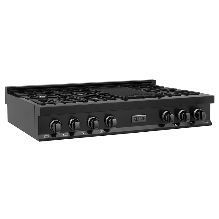 ZLINE - Professional 48" Gas Cooktop with 7 Burners - Black stainless steel_0