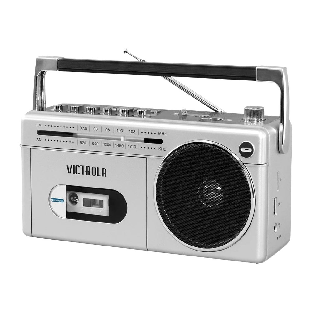Victrola - Boombox with AM/FM Radio - Silver_0