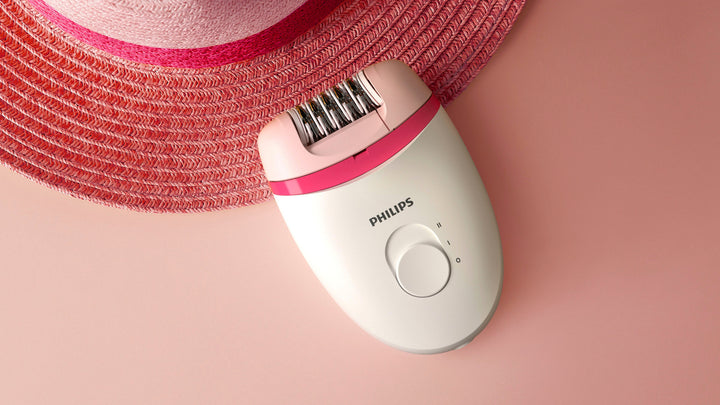 Philips Satinelle Essential Compact Hair Removal Epilator for Women, BRE235/04 - White And Pink_1