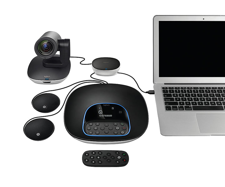 Logitech - GROUP Videoconferencing System Bundle with Expansion Microphones for Mid to Large-sized Meeting Rooms - Black_1