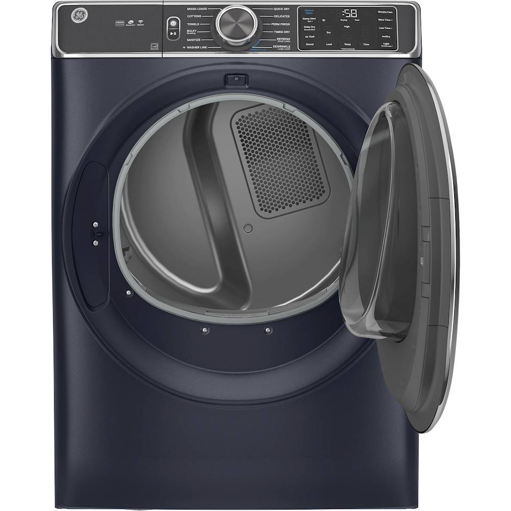 GE - 5.0 Cu Smart Front Load Washer & 7.8 Cu Ft Electric Dryer Bundle - Sapphire Blue