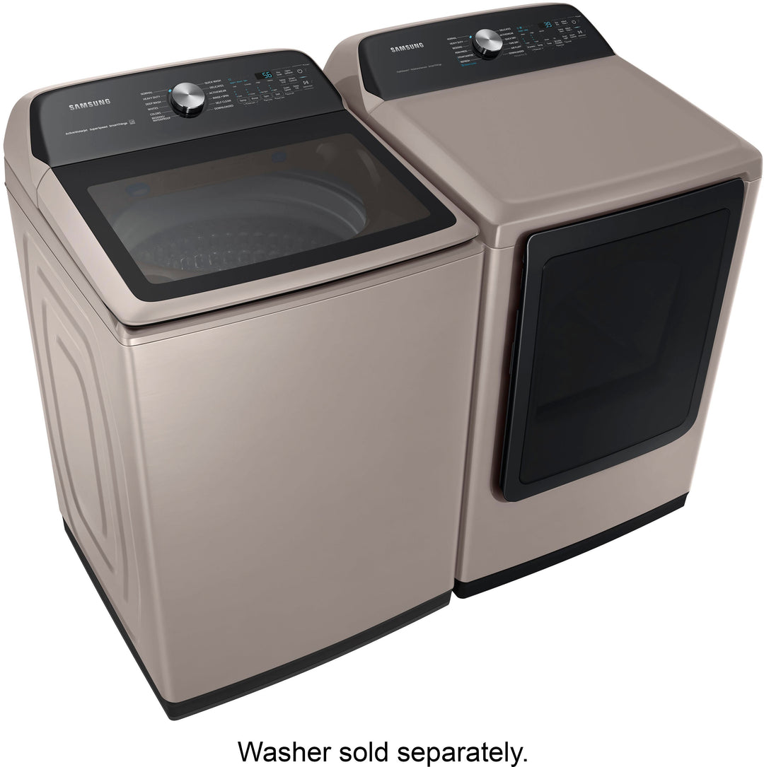 ﻿ Samsung 5.2 cu. ft.Smart Top Load Washer & 7.4 cu. ft. Smart Electric Dryer Bundle - Champagne