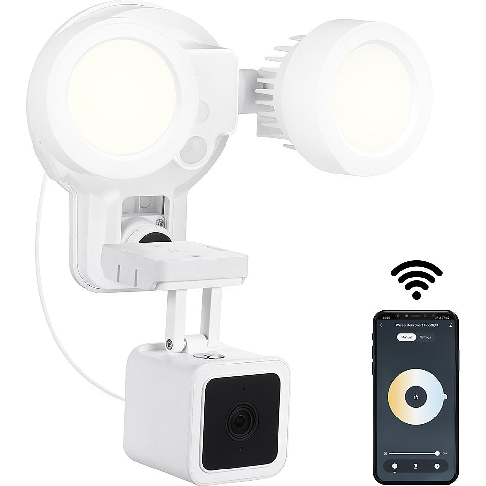 Wasserstein - Wired Smart Floodlight with Charger and Mount for Wyze Cam V3 Camera - White_0