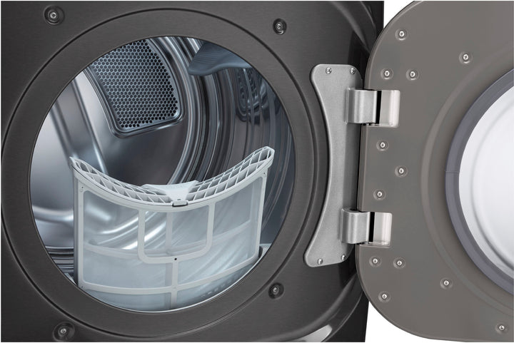 LG - 5.2 Cu Ft Smart Front Load Washer & 9.0 Cu Ft Electric Dryer Bundle - Black steel