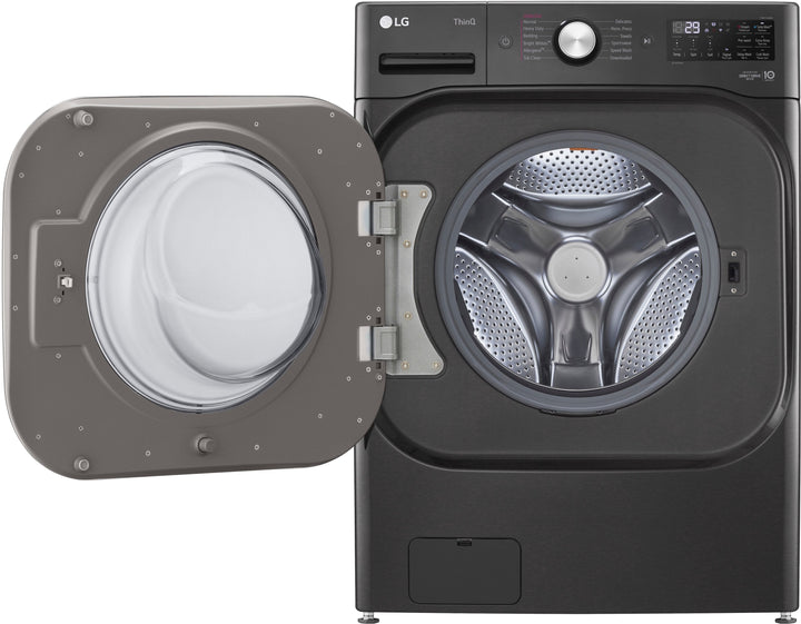 LG - 5.2 Cu. Ft. High-Efficiency Stackable Smart Front Load Washer with Steam and TurboWash - Black steel_6