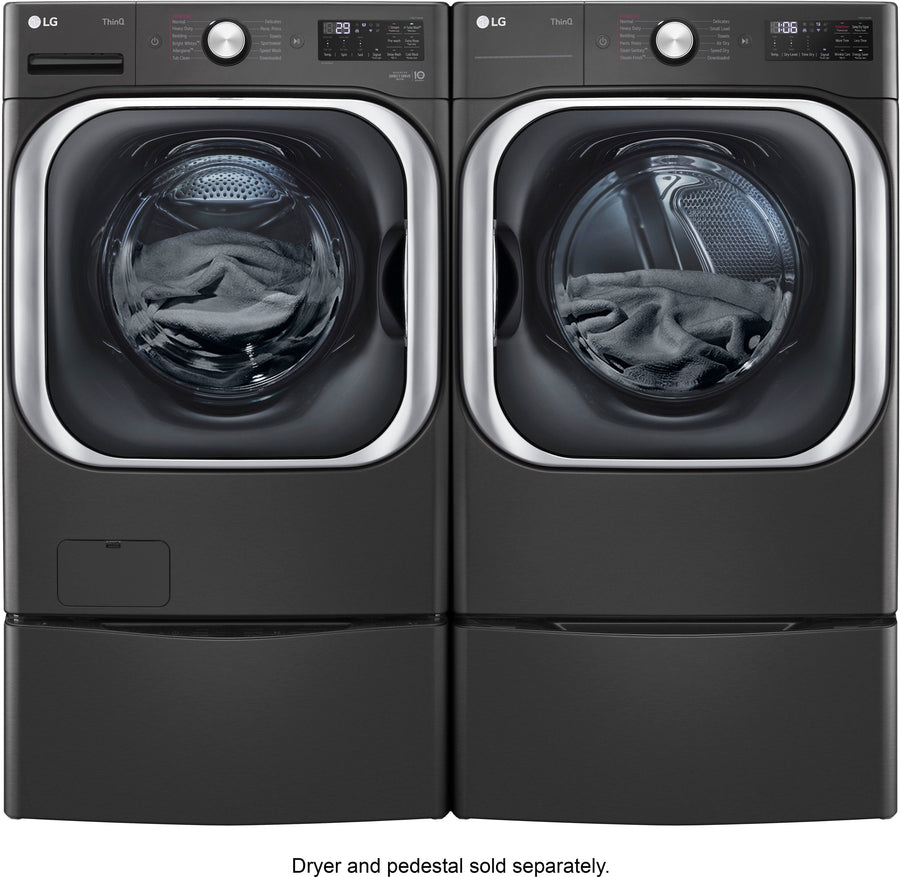 LG - 5.2 Cu. Ft. High-Efficiency Stackable Smart Front Load Washer with Steam and TurboWash - Black steel_5