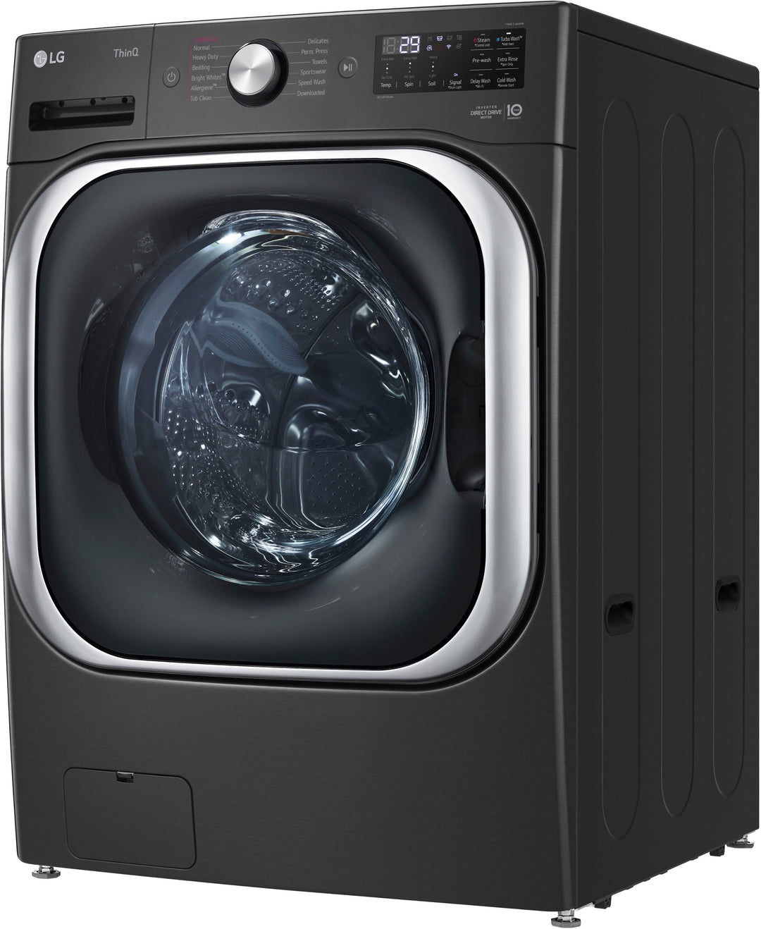 LG - 5.2 Cu. Ft. High-Efficiency Stackable Smart Front Load Washer with Steam and TurboWash - Black steel_15