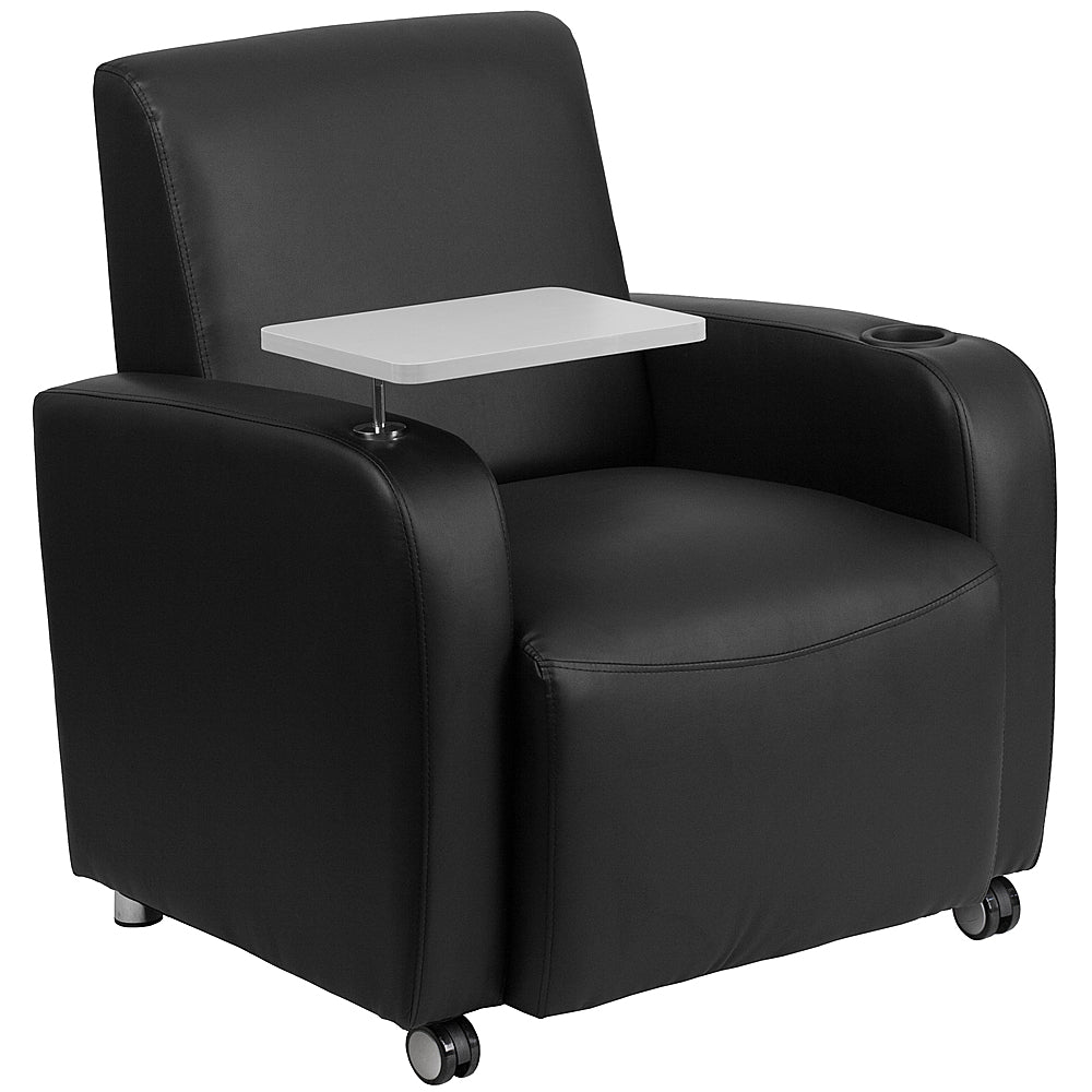 Alamont Home - George Rectangle Contemporary Leather/Faux Leather Tablet Arm Chair with Wheels - Black_0